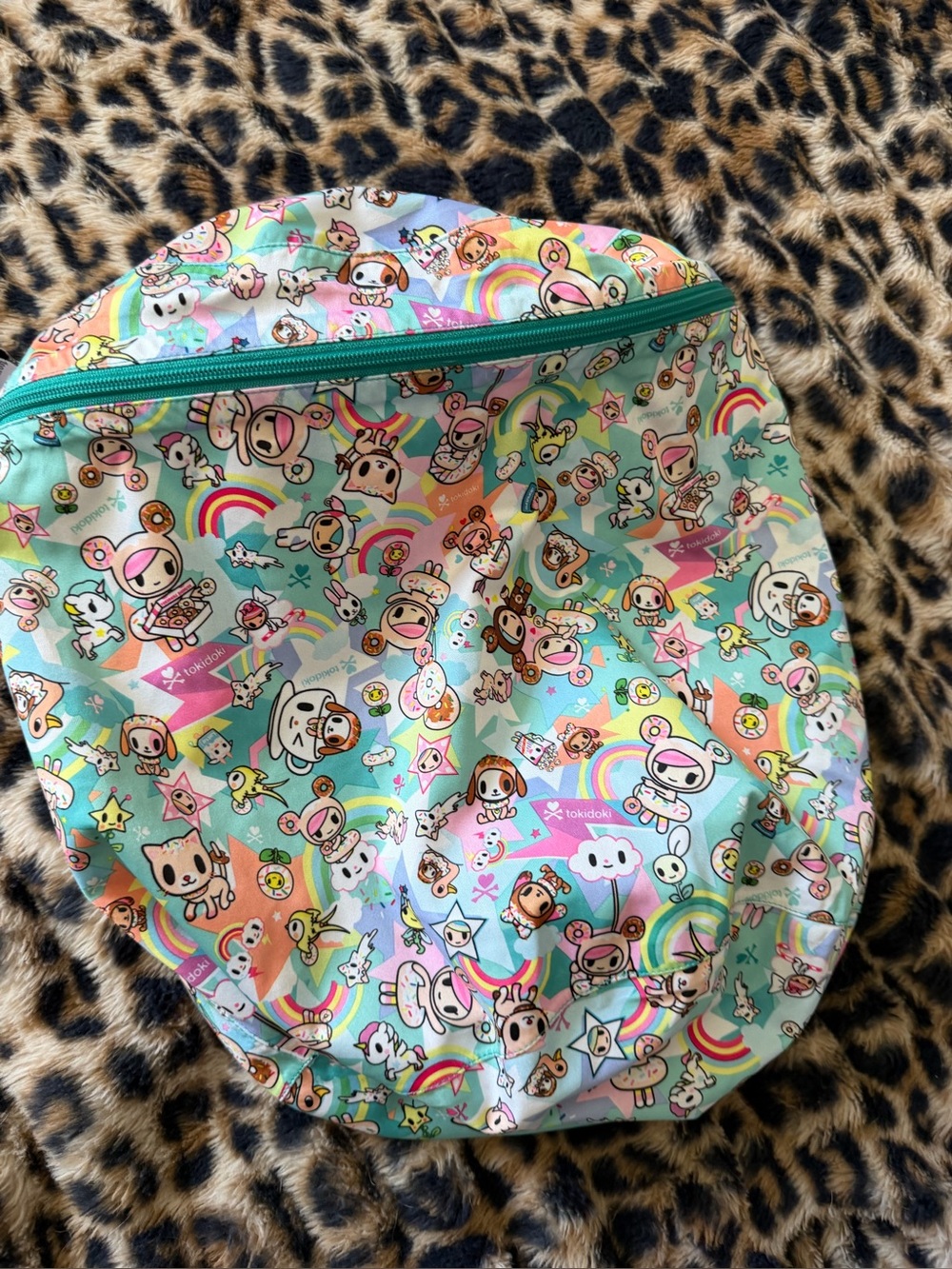 tokidoki Mint Rainbow Character Zip Pouch with Teal Zipper